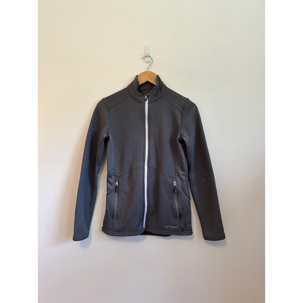 Spyder Gray Waffle Knit Full Zip Performance Mock Neck‎ Jacket | Size Small